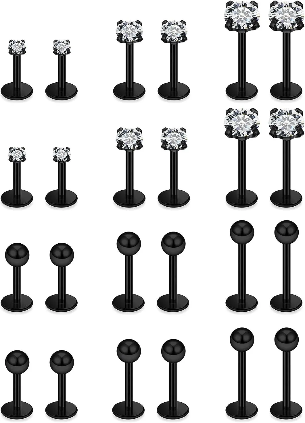 16G Lip Rings Labret Jewelry Monroe Lip Ring Medusa Snake Bite Piercing Jewelry Surgical Steel Conch Tragus Forward Helix Cartilage Earring Studs Piercing Jewelry for Women Silver Black Gold