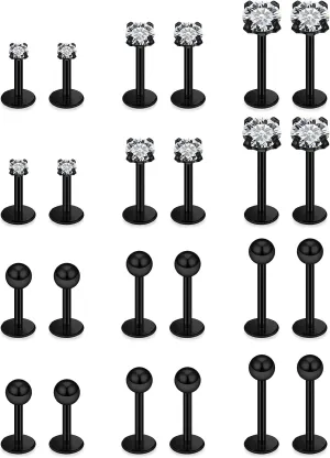 16G Lip Rings Labret Jewelry Monroe Lip Ring Medusa Snake Bite Piercing Jewelry Surgical Steel Conch Tragus Forward Helix Cartilage Earring Studs Piercing Jewelry for Women Silver Black Gold