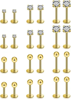 16G Lip Rings Labret Jewelry Monroe Lip Ring Medusa Snake Bite Piercing Jewelry Surgical Steel Conch Tragus Forward Helix Cartilage Earring Studs Piercing Jewelry for Women Silver Black Gold