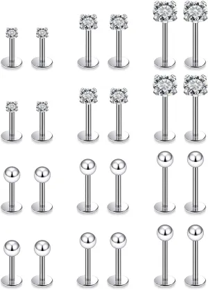 16G Lip Rings Labret Jewelry Monroe Lip Ring Medusa Snake Bite Piercing Jewelry Surgical Steel Conch Tragus Forward Helix Cartilage Earring Studs Piercing Jewelry for Women Silver Black Gold