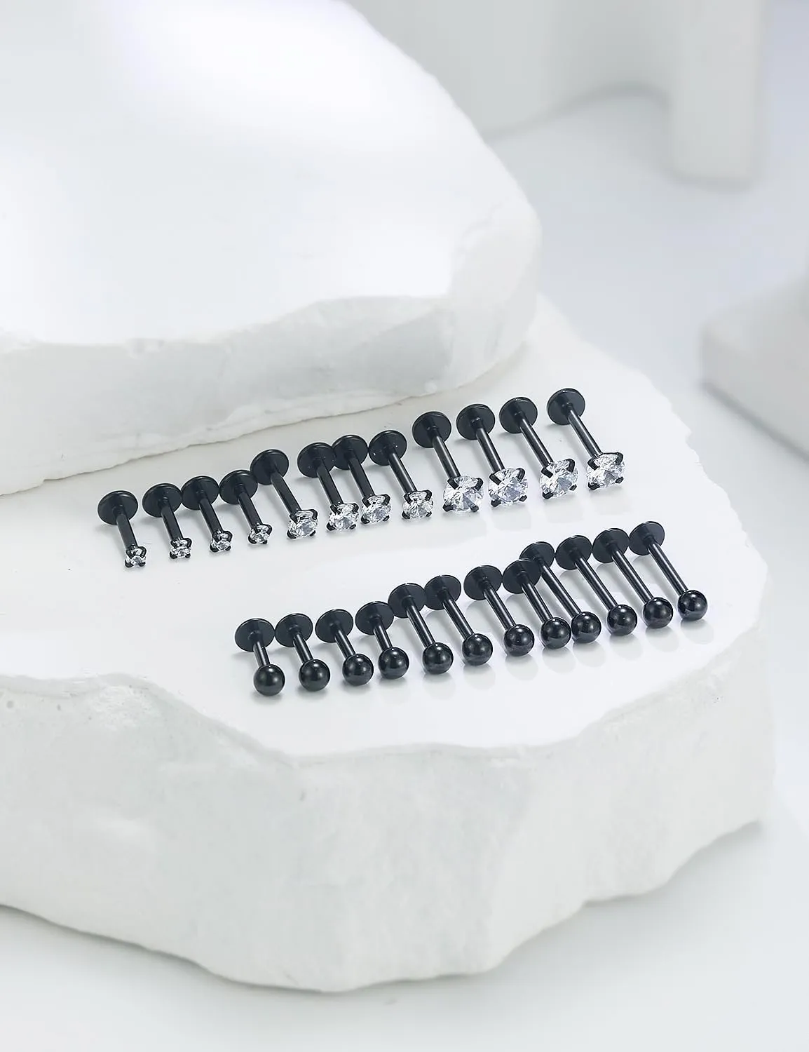 16G Lip Rings Labret Jewelry Monroe Lip Ring Medusa Snake Bite Piercing Jewelry Surgical Steel Conch Tragus Forward Helix Cartilage Earring Studs Piercing Jewelry for Women Silver Black Gold