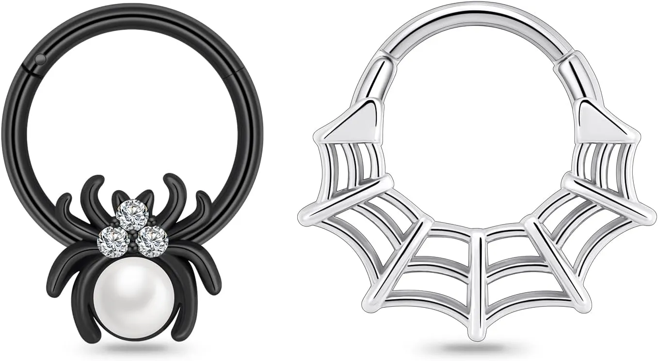 16G Spider Web Cartilage Earring Halloween Septum Rings Goth Punk Unique Earrings Ear Helix Piercing earrings Gothic Jewelry Costumes Accessories for Women Men