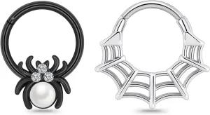 16G Spider Web Cartilage Earring Halloween Septum Rings Goth Punk Unique Earrings Ear Helix Piercing earrings Gothic Jewelry Costumes Accessories for Women Men