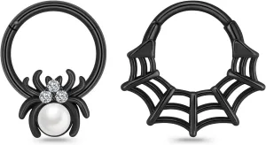 16G Spider Web Cartilage Earring Halloween Septum Rings Goth Punk Unique Earrings Ear Helix Piercing earrings Gothic Jewelry Costumes Accessories for Women Men