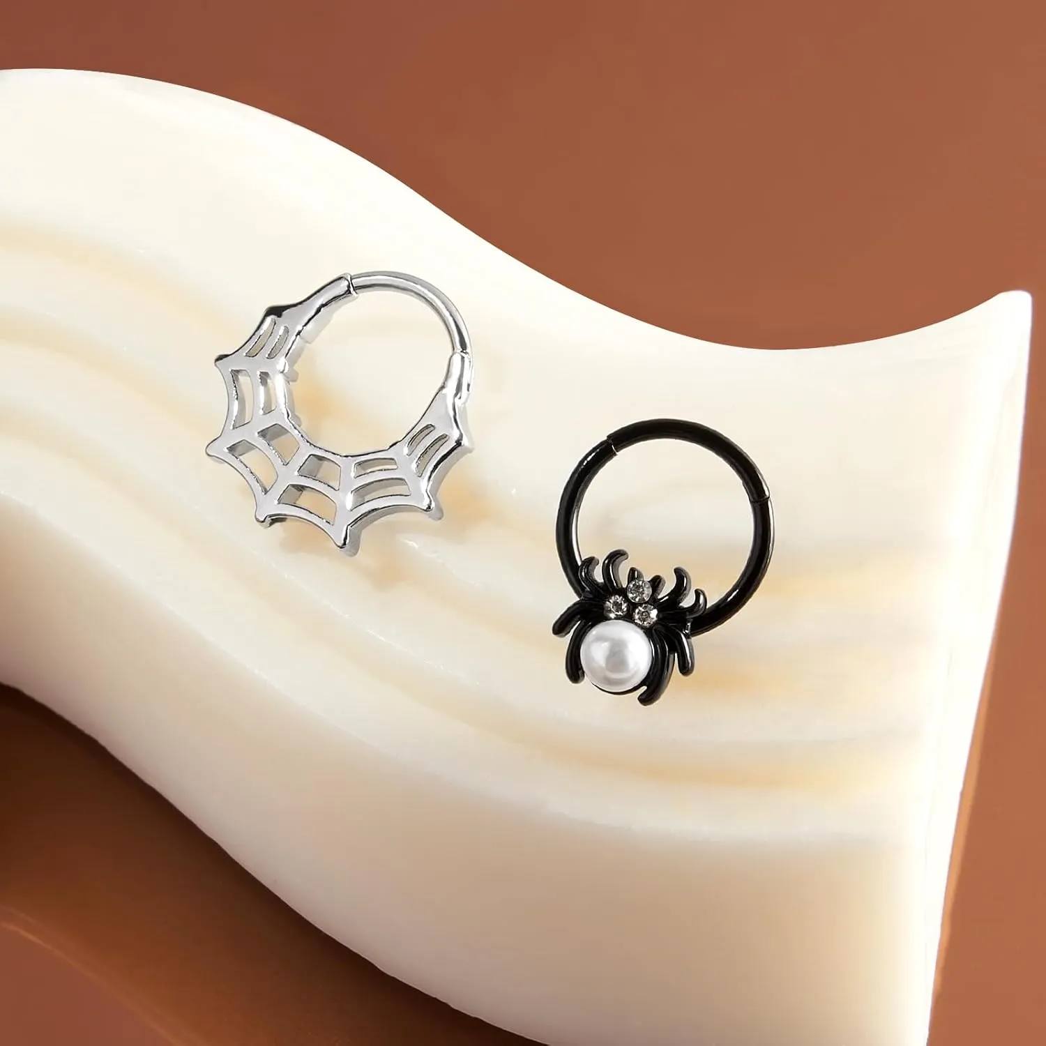 16G Spider Web Cartilage Earring Halloween Septum Rings Goth Punk Unique Earrings Ear Helix Piercing earrings Gothic Jewelry Costumes Accessories for Women Men