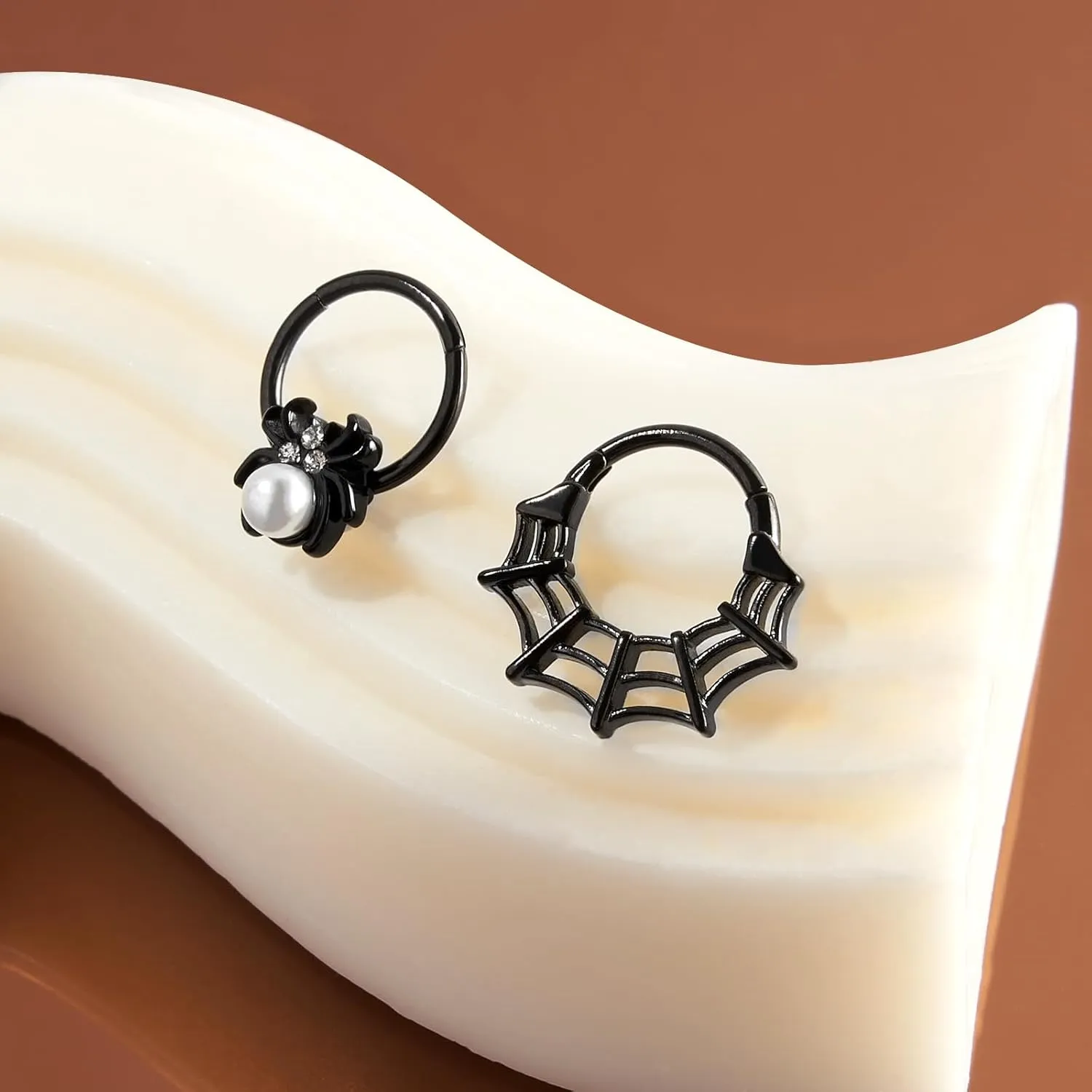 16G Spider Web Cartilage Earring Halloween Septum Rings Goth Punk Unique Earrings Ear Helix Piercing earrings Gothic Jewelry Costumes Accessories for Women Men