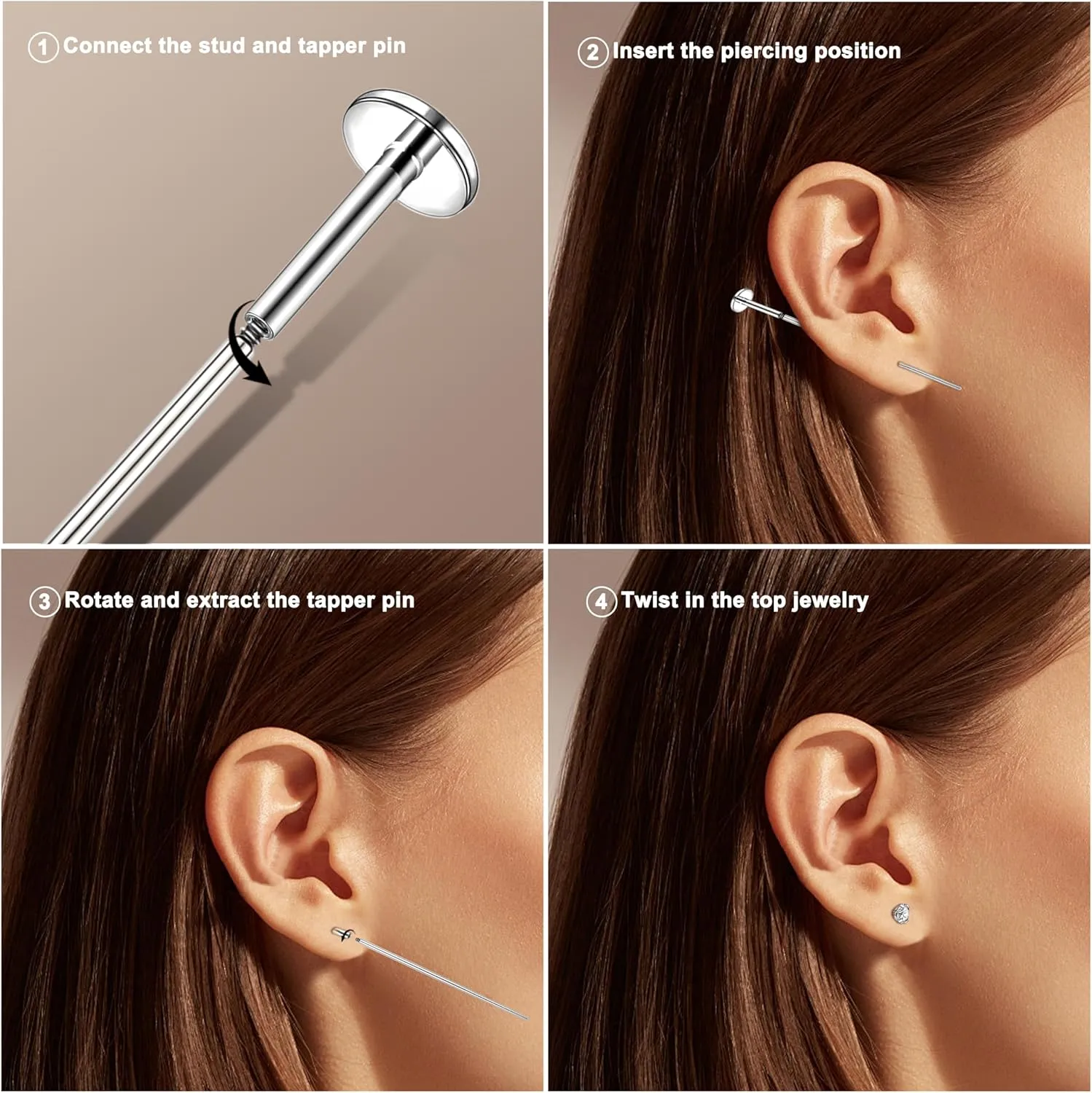 16g/18g Internal Thread CZ Stud Piercing Jewelry Surgical Steel Tragus Monroe Lip Helix Cartilage Earrings Studs for Women Men