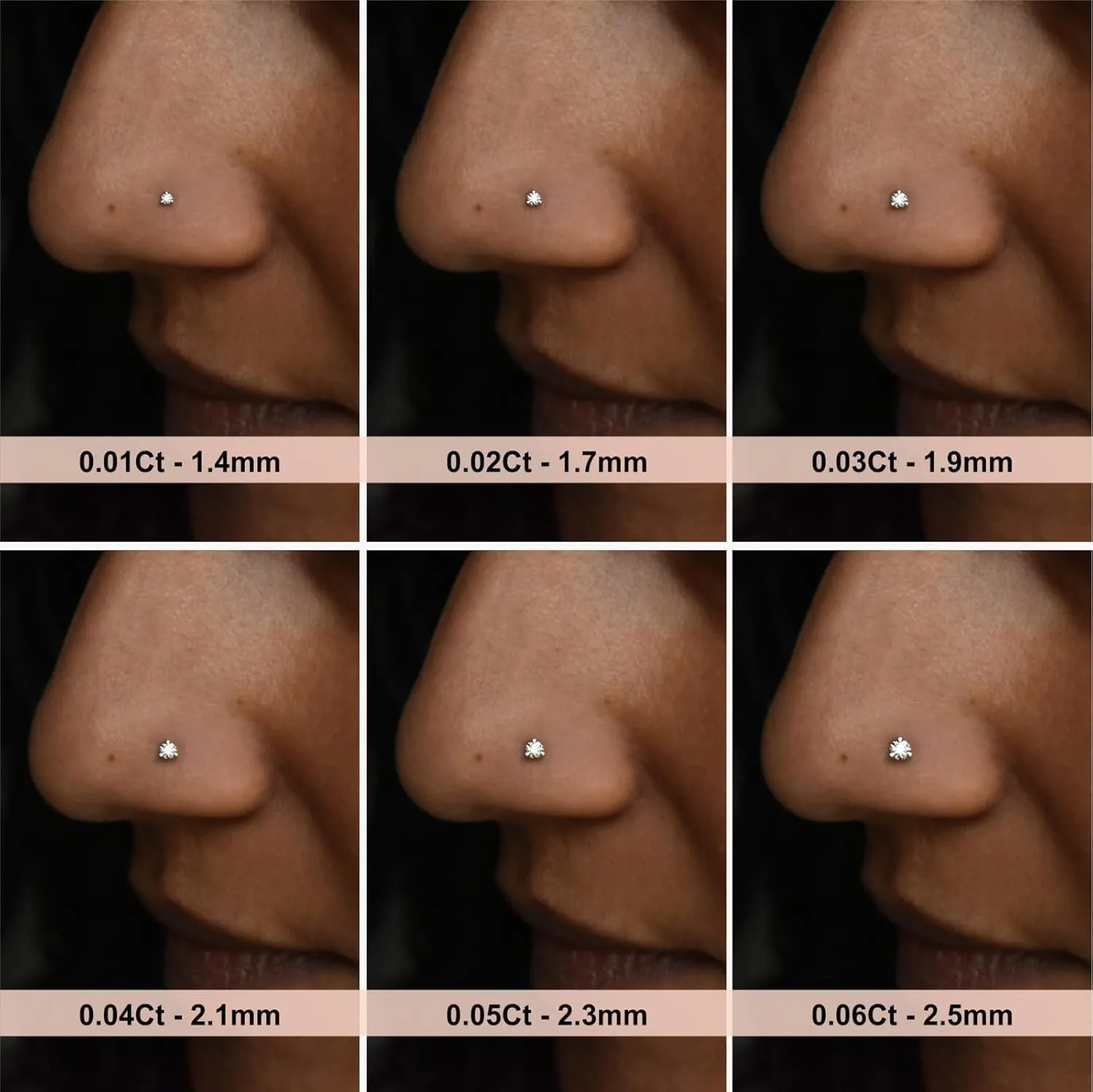 1.70 mm - 2.60 mm 2 cent - 8 cent 14K White Gold Nose H  VS2-Si1 Four Prong 16G Threaded Flatback Piercing Jewellery, Nose Stud For Women