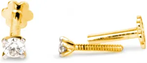 1.70 mm - 2.60 mm 2 cent - 8 cent 14K White Gold Nose H  VS2-Si1 Four Prong 16G Threaded Flatback Piercing Jewellery, Nose Stud For Women