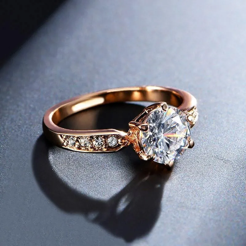1.75ct Engagement Austrian Crystal Ring - Rose Gold / Silver Plated