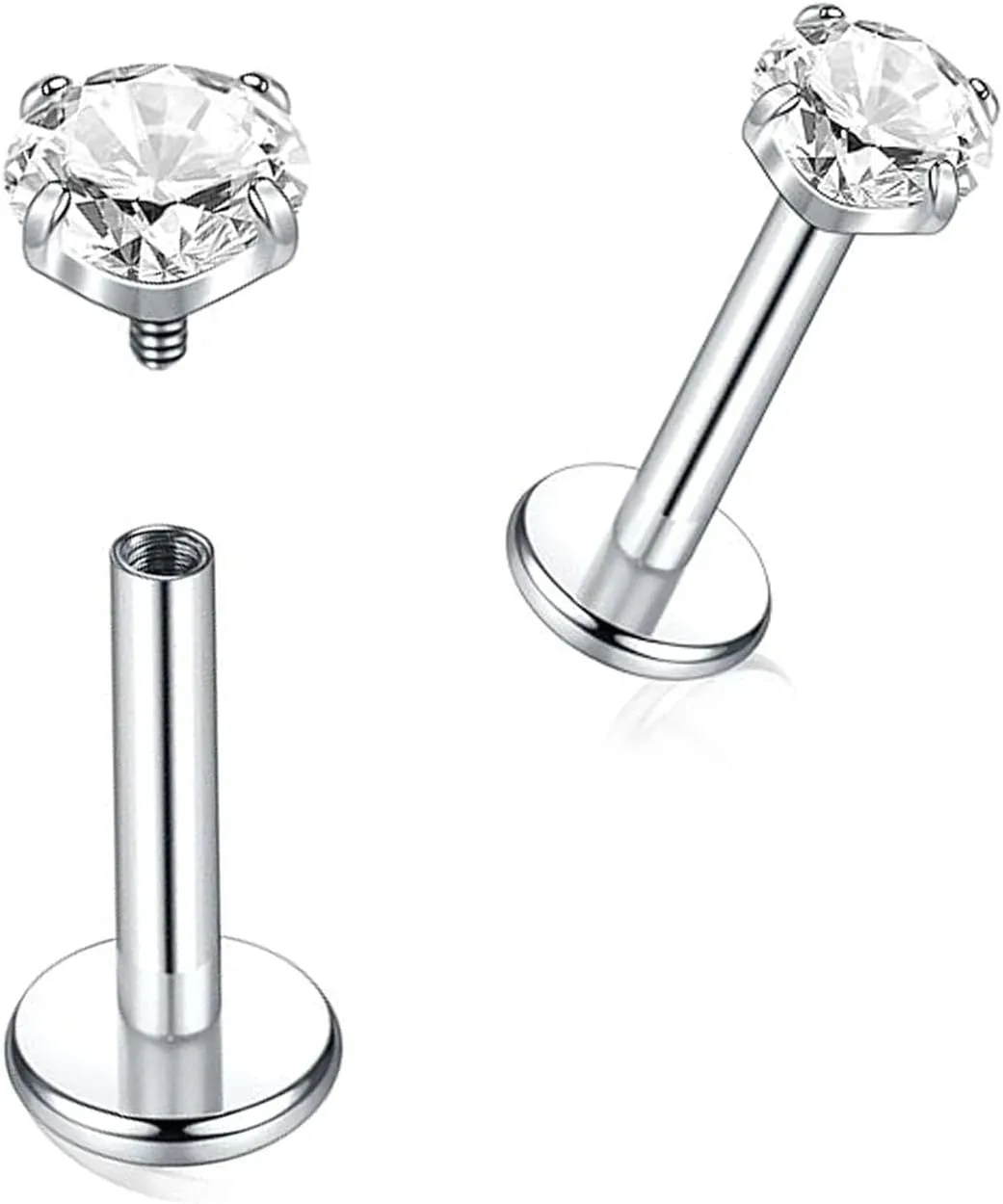 18G 16G Titanium Flat Back Nose Studs Ring Labret Lip Monroe Medusa Piercing Jewelry Tragus Piercing Jewelry