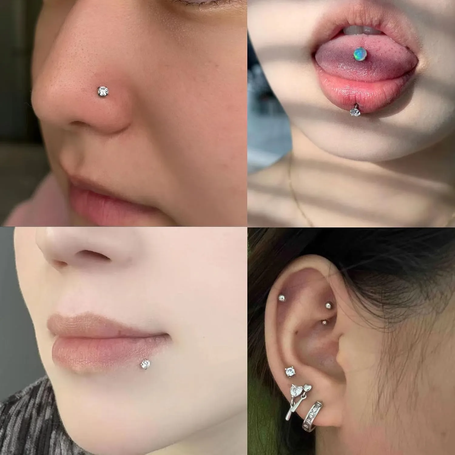 18G 16G Titanium Flat Back Nose Studs Ring Labret Lip Monroe Medusa Piercing Jewelry Tragus Piercing Jewelry