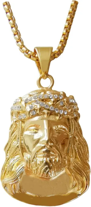 18K Gold-plated Jesus Christ Necklace for Men Women | Jesus Christ Pendant with Chain | Hip Hop Necklace 24