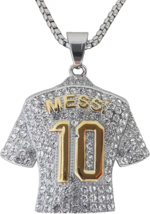 18K gold-plated | Silvery-plated Argentina 10 Soccer Jersey Number 10 Necklace | No.10 Football Star Necklace | Soccer Player Miami 10 Pendant Hip Hop Necklace for Men Women 24
