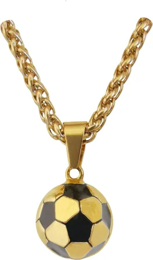 18K Gold-plated Soccer Necklace 3D Soccer Football Necklace Pendant Chain for Men Women Hip Hop(Updated)