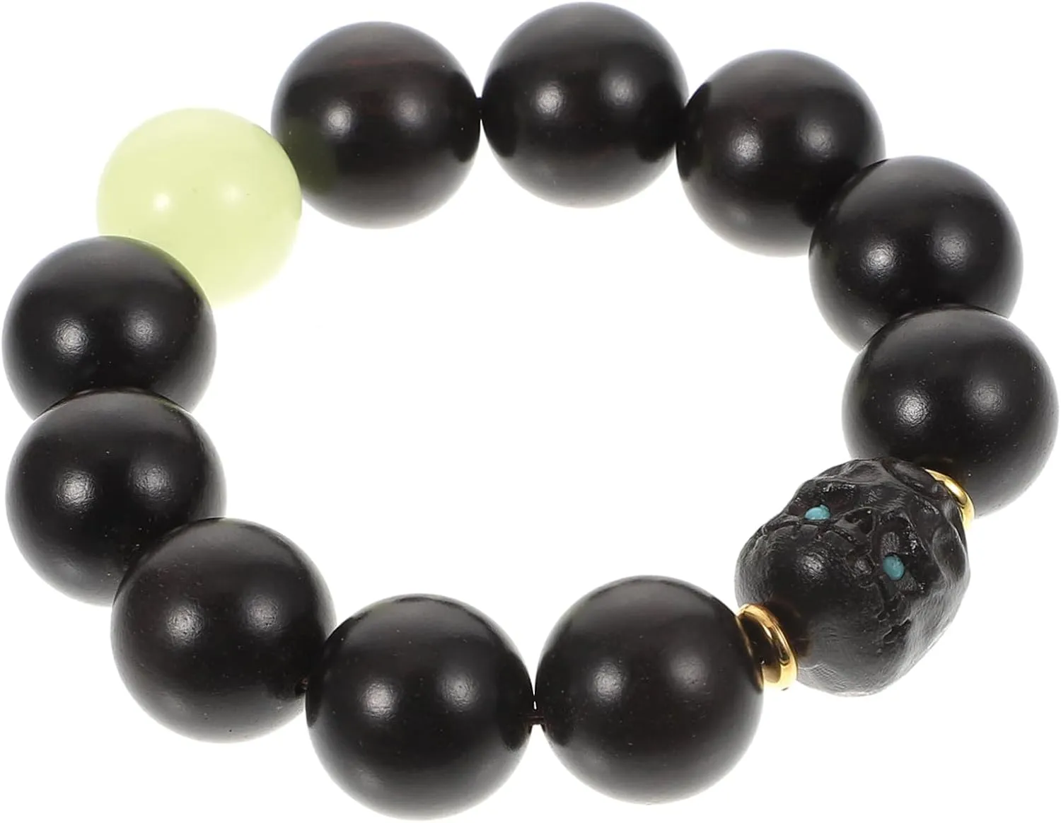 1Pc Ebony Buddhist Jewelry Bracelet with Luminous Beads Unisex Design Lightweight and Durable present for Buddhism Enthusiasts for Nighttime Wear