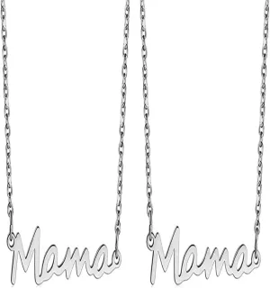 2-3Pcs Stainless Steel Mama Mom Mother Letter Pendant Necklace 14K Gold Silver Plated Polished Link Chain Choker Necklace for Women Mother's Day Thanksgiving Statement Jewelry Gift