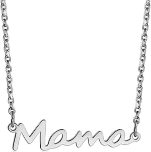 2-3Pcs Stainless Steel Mama Mom Mother Letter Pendant Necklace 14K Gold Silver Plated Polished Link Chain Choker Necklace for Women Mother's Day Thanksgiving Statement Jewelry Gift