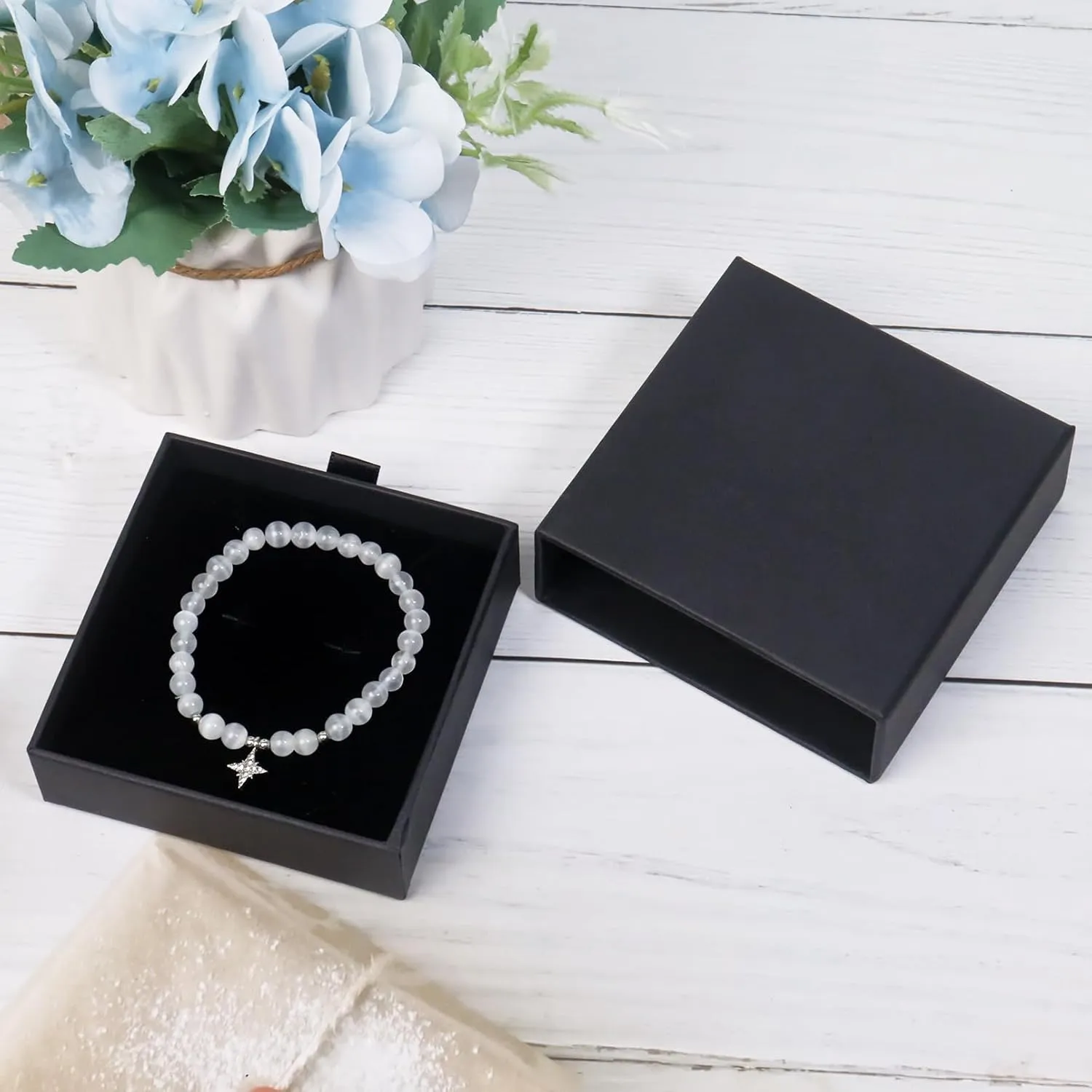 2 Pack Jewelry Gift Boxes for Bracelet Necklace, 9 9 3cm Small Gift Boxes for Jewelry Earring Gift Boxes for Birthday, Anniversary, Christmas(Black)