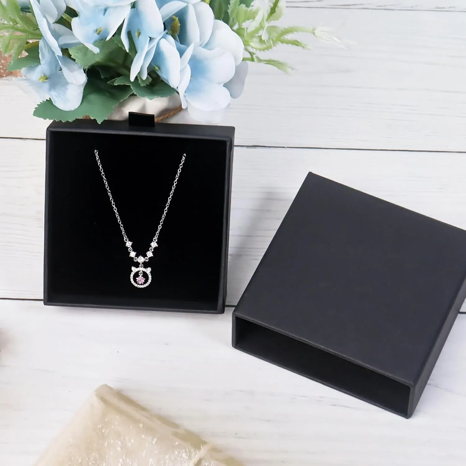 2 Pack Jewelry Gift Boxes for Bracelet Necklace, 9 9 3cm Small Gift Boxes for Jewelry Earring Gift Boxes for Birthday, Anniversary, Christmas(Black)