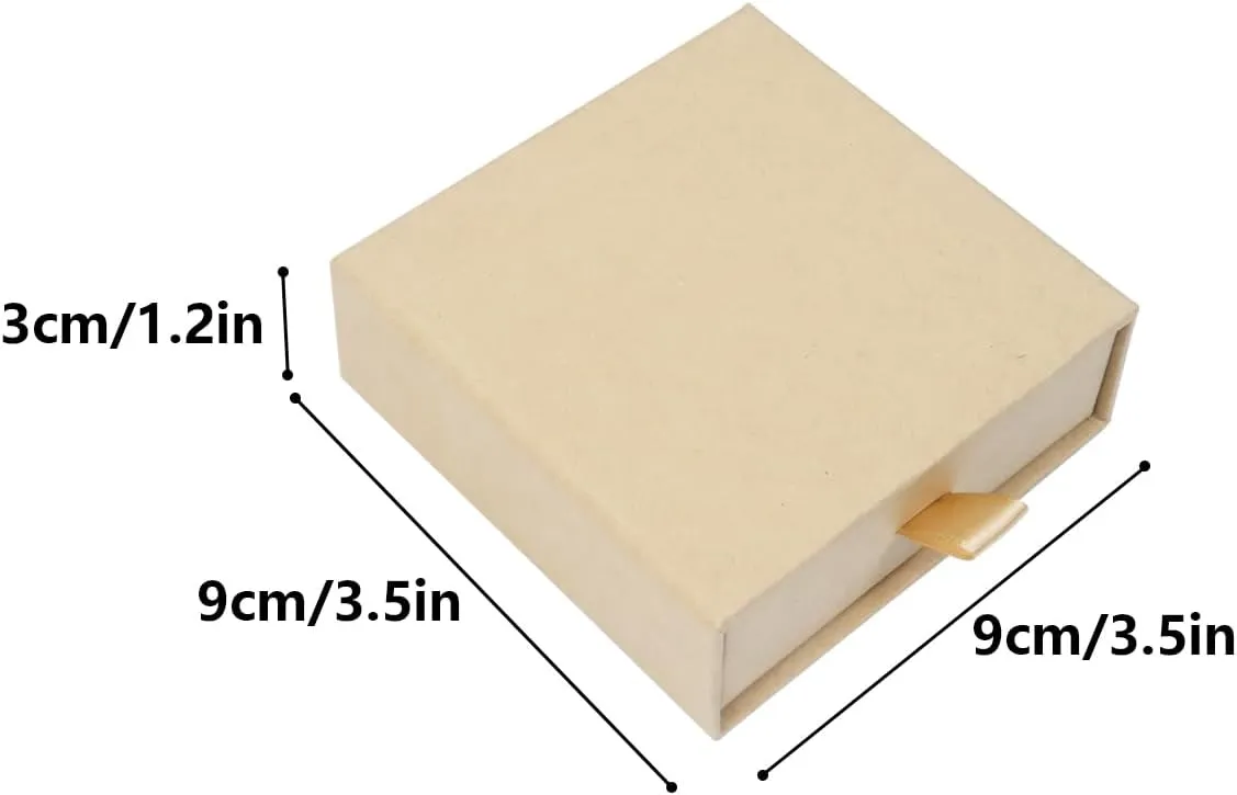 2 Pack Jewelry Gift Boxes for Bracelet Necklace, 9 9 3cm Small Gift Boxes for Jewelry Earring Gift Boxes for Birthday, Anniversary, Christmas(Kraft)