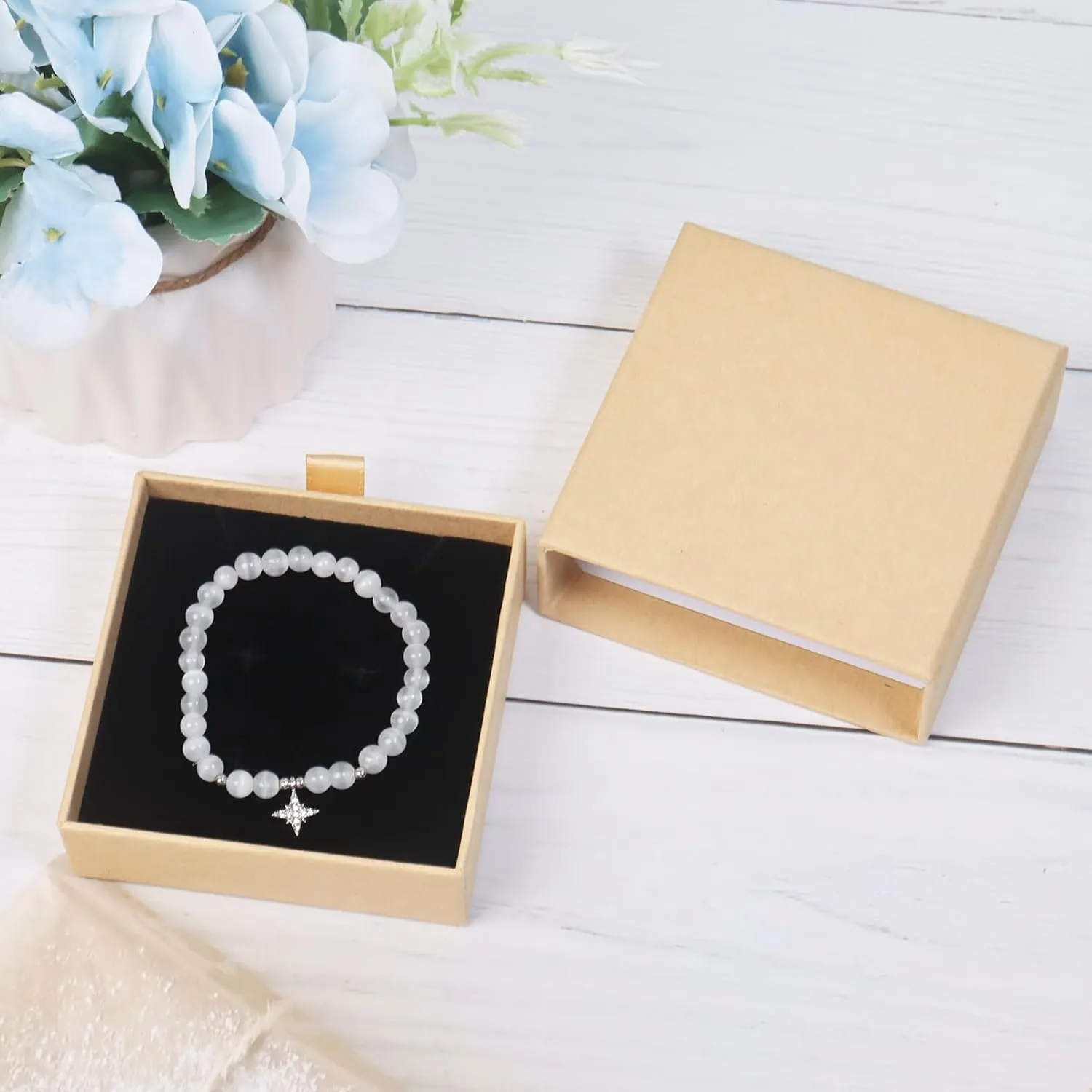 2 Pack Jewelry Gift Boxes for Bracelet Necklace, 9 9 3cm Small Gift Boxes for Jewelry Earring Gift Boxes for Birthday, Anniversary, Christmas(Kraft)