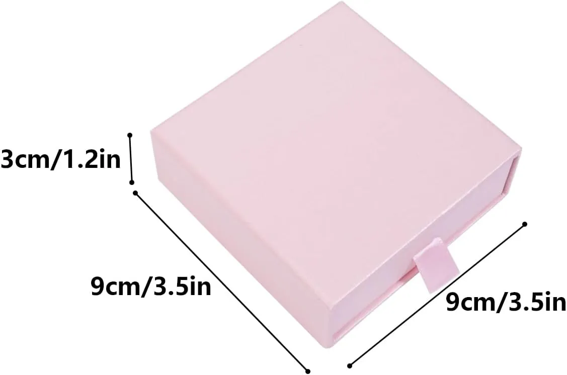 2 Pack Jewelry Gift Boxes for Bracelet Necklace, 9 9 3cm Small Gift Boxes for Jewelry Earring Gift Boxes for Birthday, Anniversary, Christmas(Light Pink)