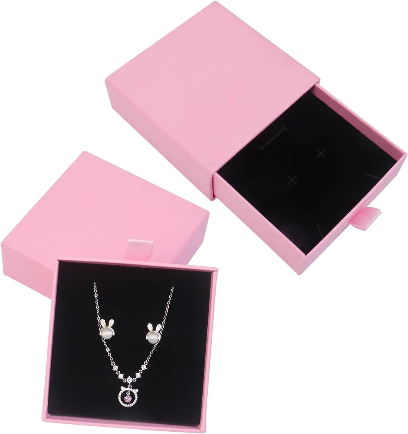 2 Pack Jewelry Gift Boxes for Bracelet Necklace, 9 9 3cm Small Gift Boxes for Jewelry Earring Gift Boxes for Birthday, Anniversary, Christmas(Pink)