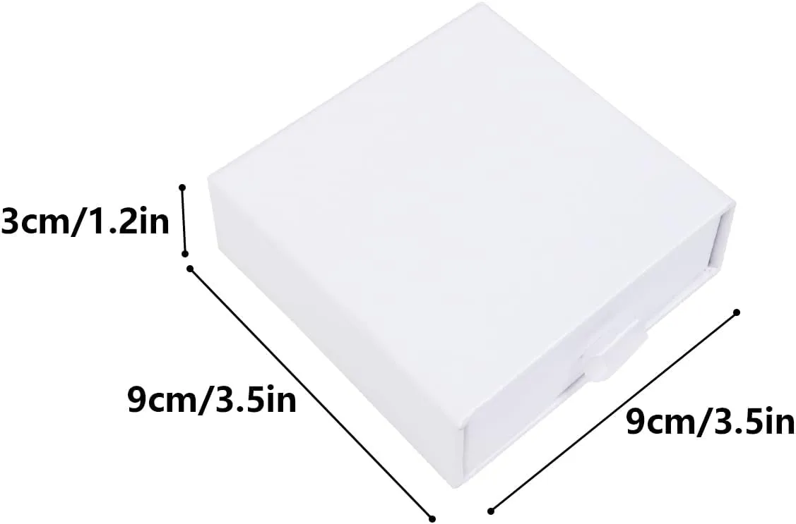 2 Pack Jewelry Gift Boxes for Bracelet Necklace, 9 9 3cm Small Gift Boxes for Jewelry Earring Gift Boxes for Birthday, Anniversary, Christmas(White)