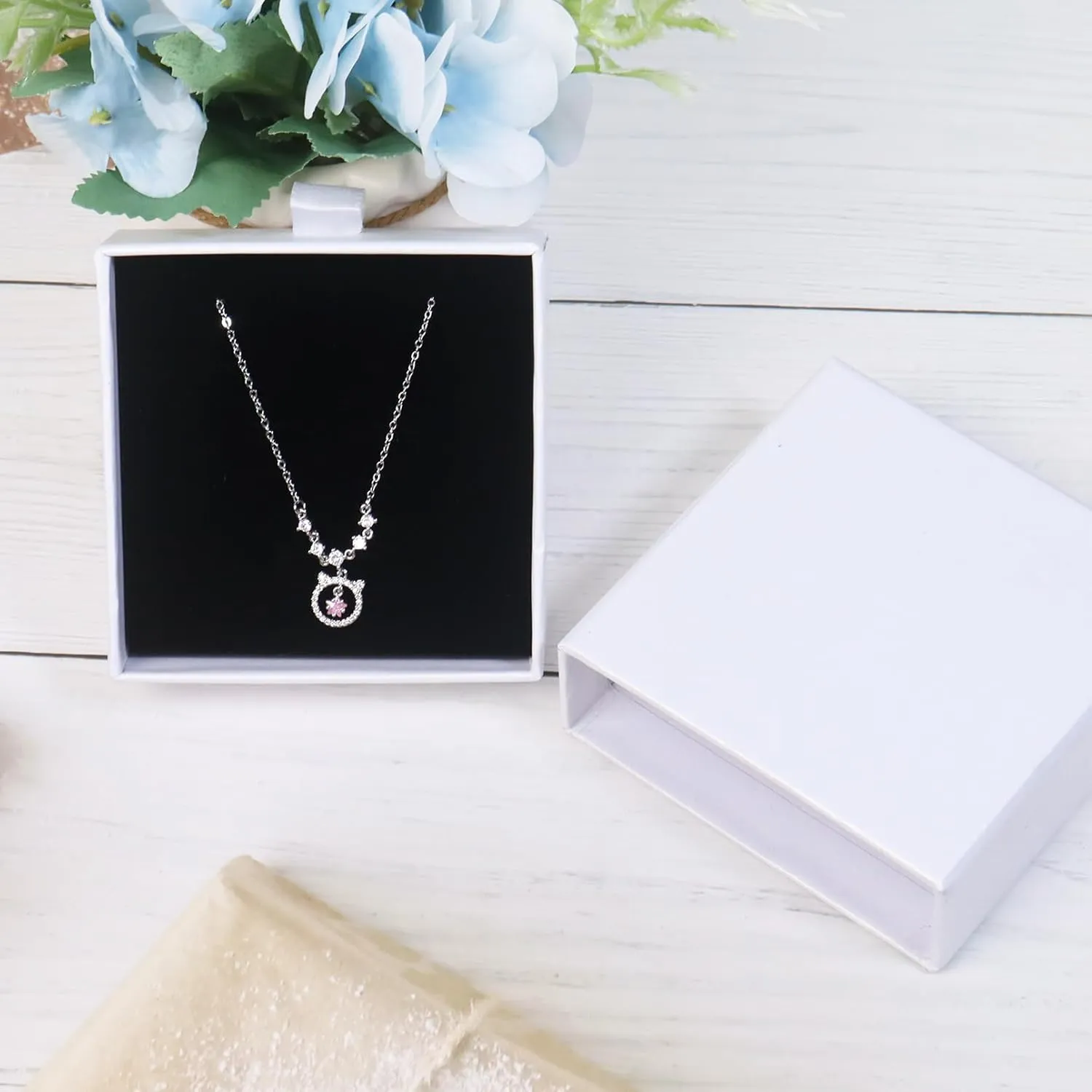 2 Pack Jewelry Gift Boxes for Bracelet Necklace, 9 9 3cm Small Gift Boxes for Jewelry Earring Gift Boxes for Birthday, Anniversary, Christmas(White)