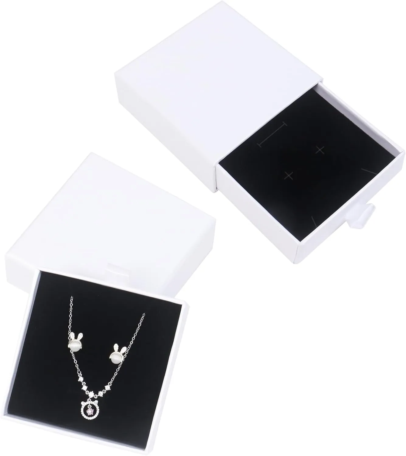 2 Pack Jewelry Gift Boxes for Bracelet Necklace, 9 9 3cm Small Gift Boxes for Jewelry Earring Gift Boxes for Birthday, Anniversary, Christmas(White)