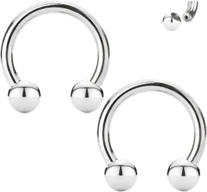 2 Pc Internal Threaded Horseshoe Nose Lip Septum Tongue Ring Piercing 14G 10 mm Body Unique Jewelry Delicate Design Piercing Steel Surgical For Women