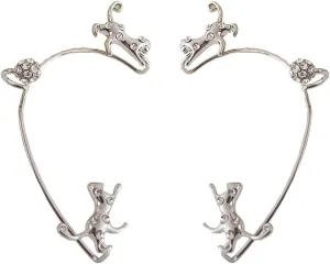 2 Pcs Cute Cat Earrings Cuffs Bling Crystal Climber Wrap Around Earrings Non Piercing Cartilage Ear Clip Creative Fake Earrings Unique Cat Ear Clip Jewelry