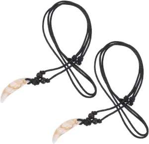 2 Pcs Retro Tooth Charm Necklace for Women Acrylic Imitation Fang Simulated Tooth Jewelry for Daily Party Outfit