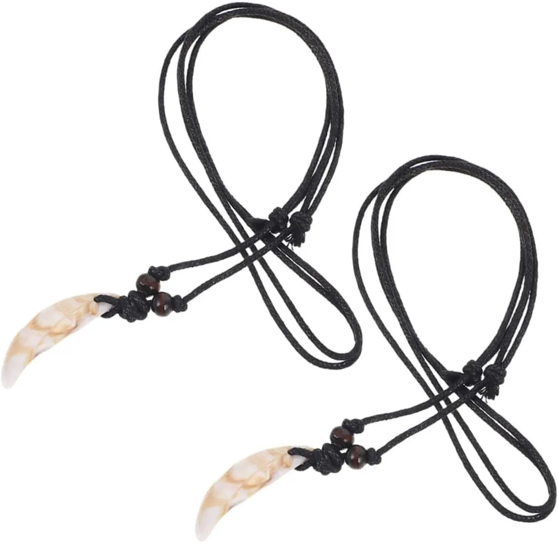 2 Pcs Retro Tooth Charm Necklace for Women Acrylic Imitation Fang Simulated Tooth Jewelry for Daily Party Outfit