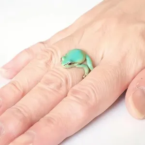 2 PCS Tree Frog Ring for Women Cute Frog RingsBlue Green Frog RingAdjustable Open Creative Frogs Shaped