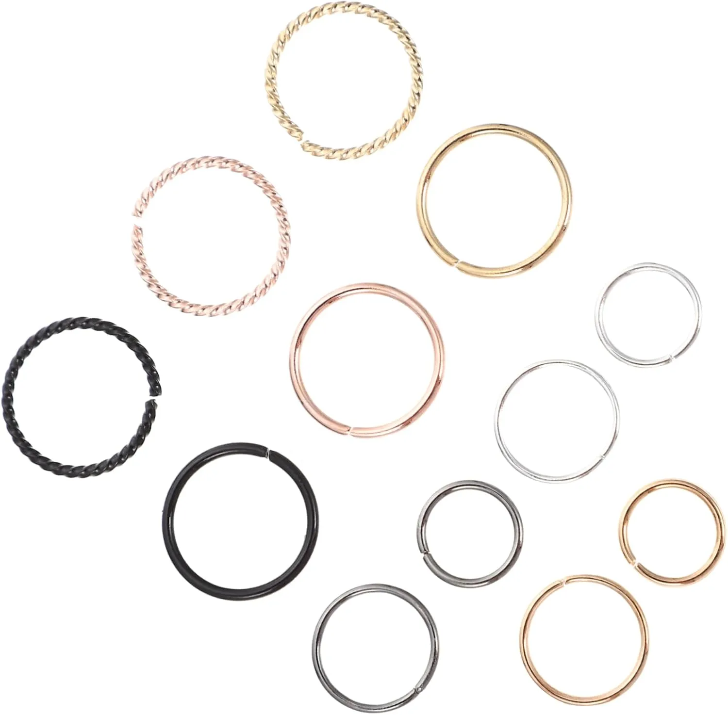 2 Sets Nose Hoops 22 Gauge Nose Ring Set Fashion Non-piercing Delicate