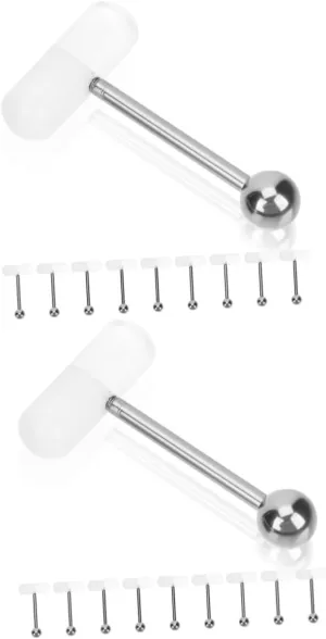 20 Pcs Pill Tongue Ring Eyebrow Belly Button Rings Barbell Stud Ring Pill Shaped Tongue Rings Tongue