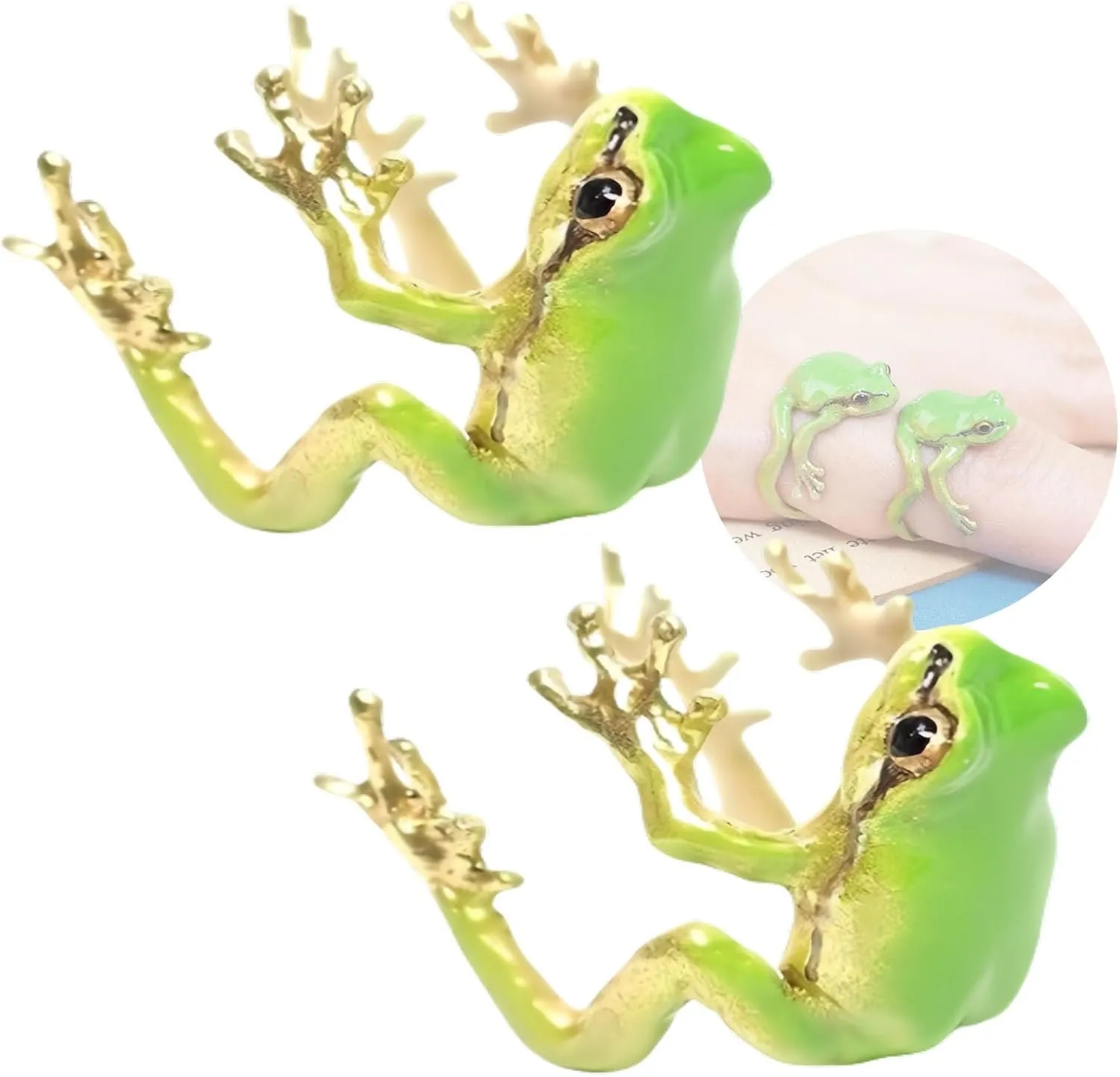 2024 Latest Tree Frog Ring Ear Cuff Adjustable Handmade Jewelry Animal Creative Vintage Punk Style Frogs Shaped Ring Earrings for Women Non Piercing