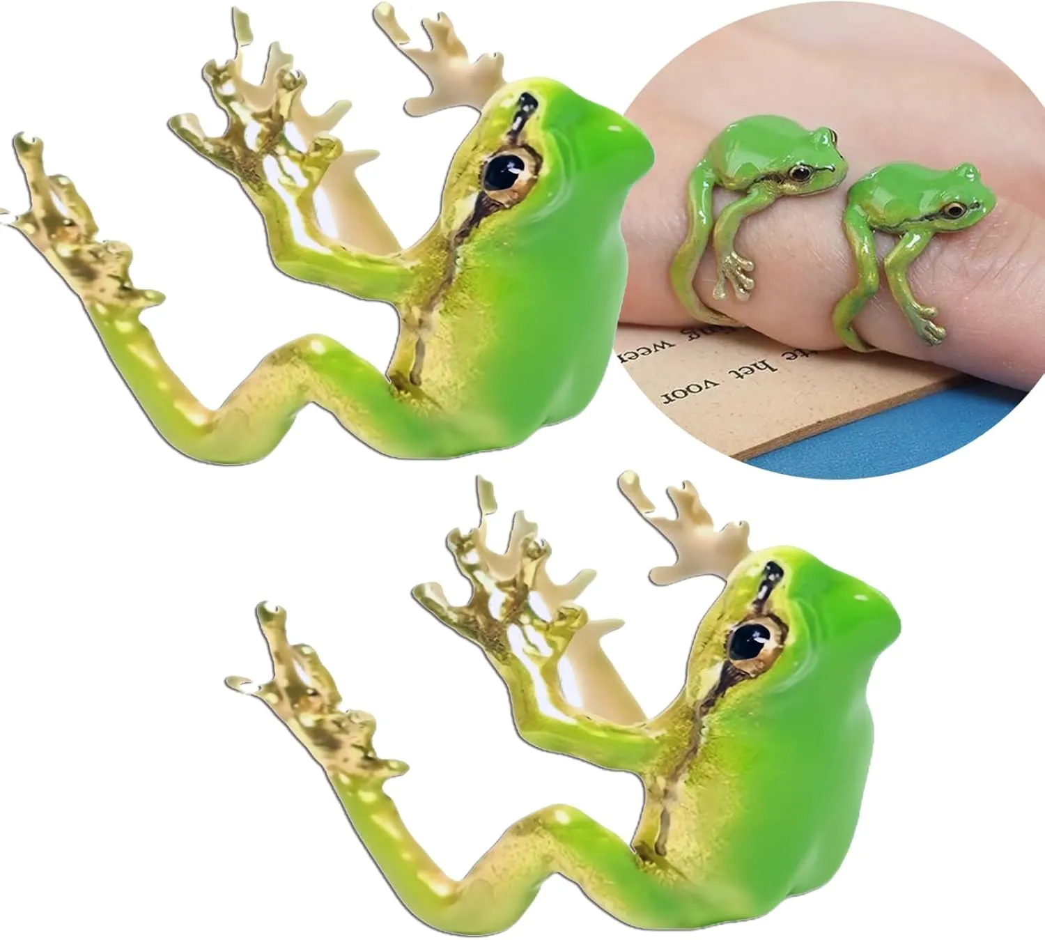 2024 Latest Tree Frog Ring Ear Cuff Adjustable Handmade Jewelry Animal Creative Vintage Punk Style Frogs Shaped Ring Earrings for Women Non Piercing