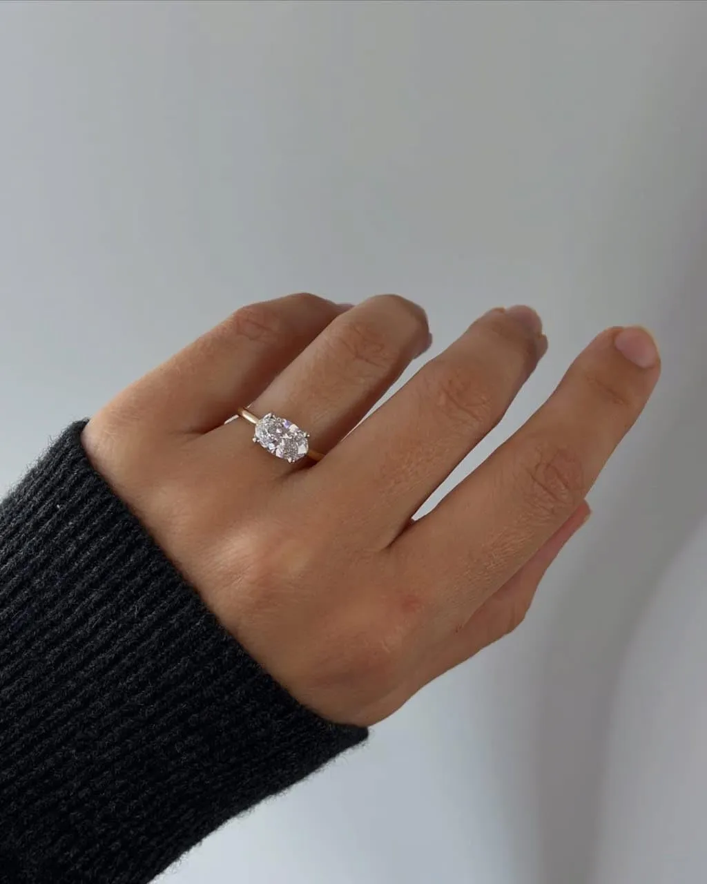 2.0CT East West Oval Cut Moissanite Diamond Ring| 14K Gold Diamond Engagement Ring| Wedding Rings| Anniversary Rings| Christmas Gift| Rings ? SE106