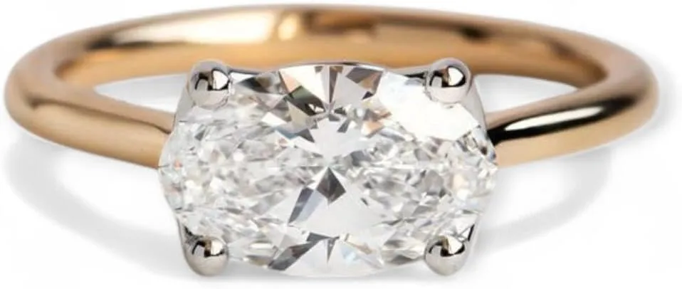 2.0CT East West Oval Cut Moissanite Diamond Ring| 14K Gold Diamond Engagement Ring| Wedding Rings| Anniversary Rings| Christmas Gift| Rings ? SE106
