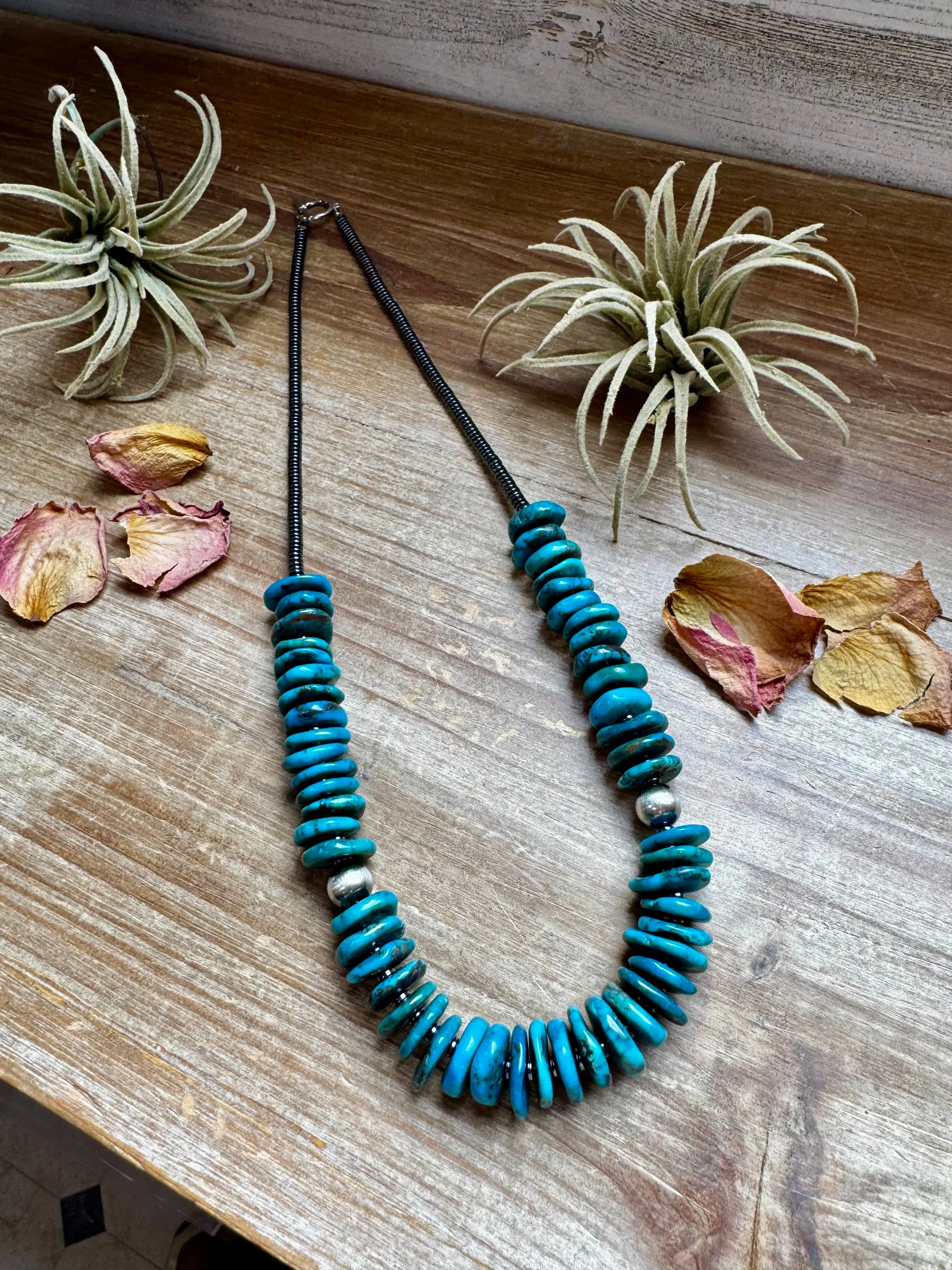 23-Inch Deep Blue Turquoise Necklace & Sterling Accents  Exclusive to The Bijoux FAB