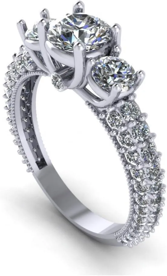 2.60 ct Ladies Round Cut Diamond Engagement Ring with Accented Diamonds in Platinum