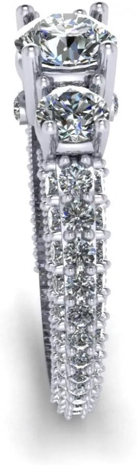 2.60 ct Ladies Round Cut Diamond Engagement Ring with Accented Diamonds in Platinum