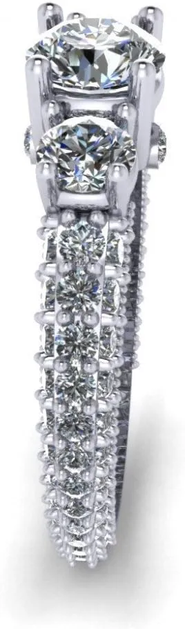 2.60 ct Ladies Round Cut Diamond Engagement Ring with Accented Diamonds in Platinum