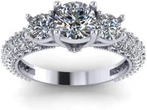 2.60 ct Ladies Round Cut Diamond Engagement Ring with Accented Diamonds in Platinum