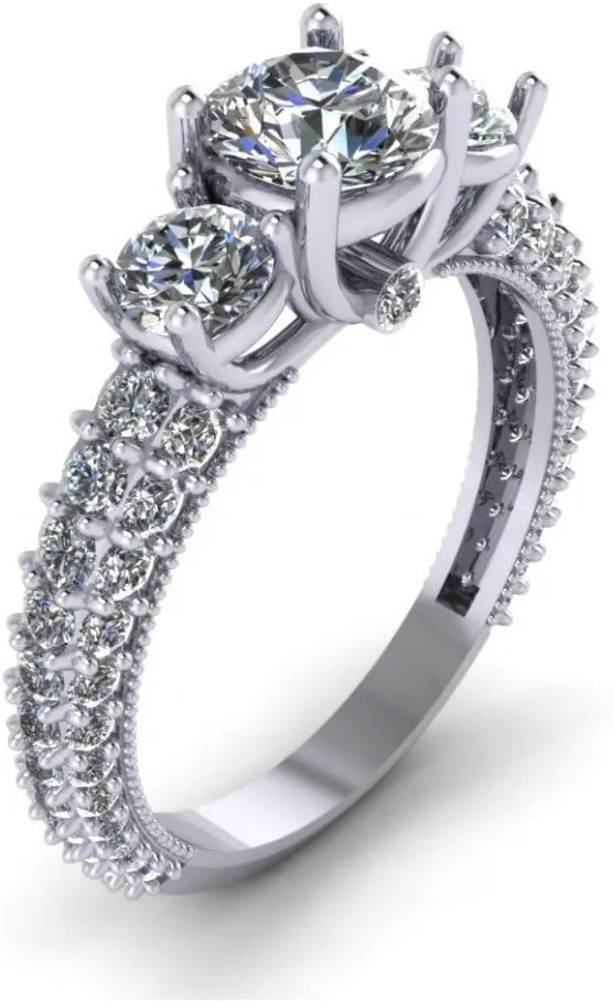 2.60 ct Ladies Round Cut Diamond Engagement Ring with Accented Diamonds in Platinum