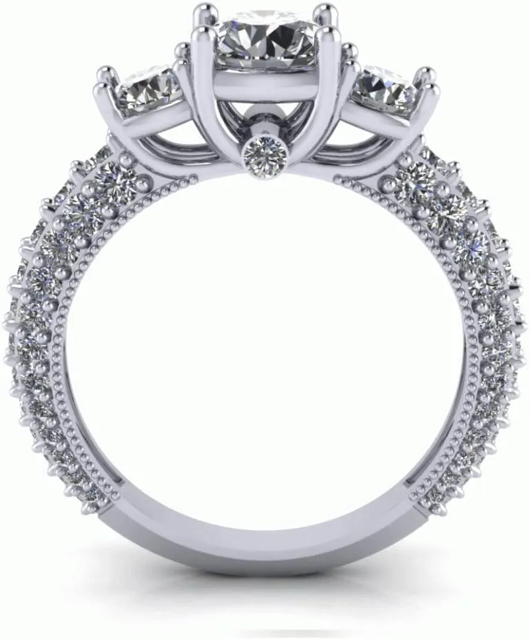 2.60 ct Ladies Round Cut Diamond Engagement Ring with Accented Diamonds in Platinum
