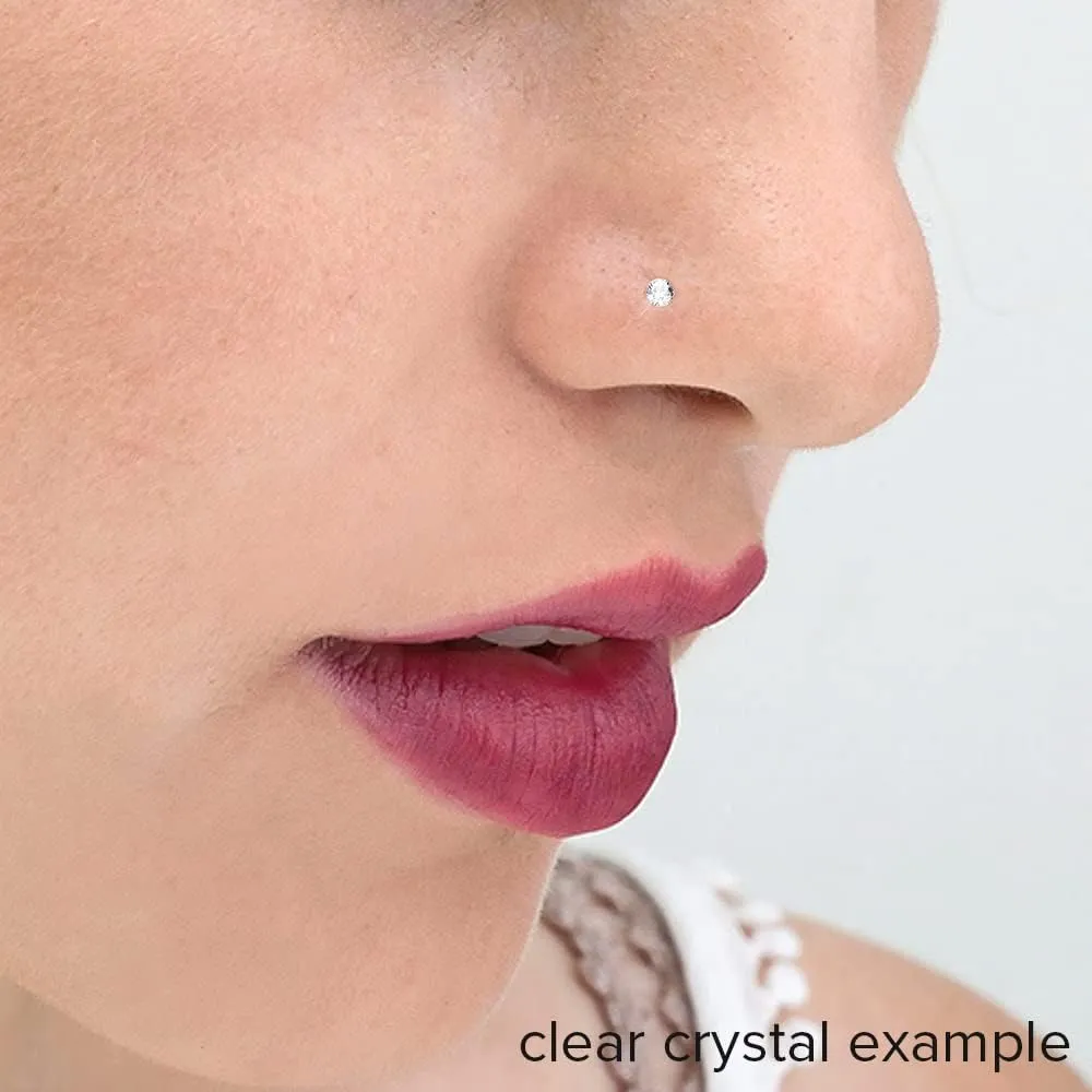 2pc L Shaped Nose Ring 18g 1mm 7mm Flesh Nostril Screw Nose Ring Crystal Hypoallergenic 316LVM Surgical Steel Stud Piercing Jewelry